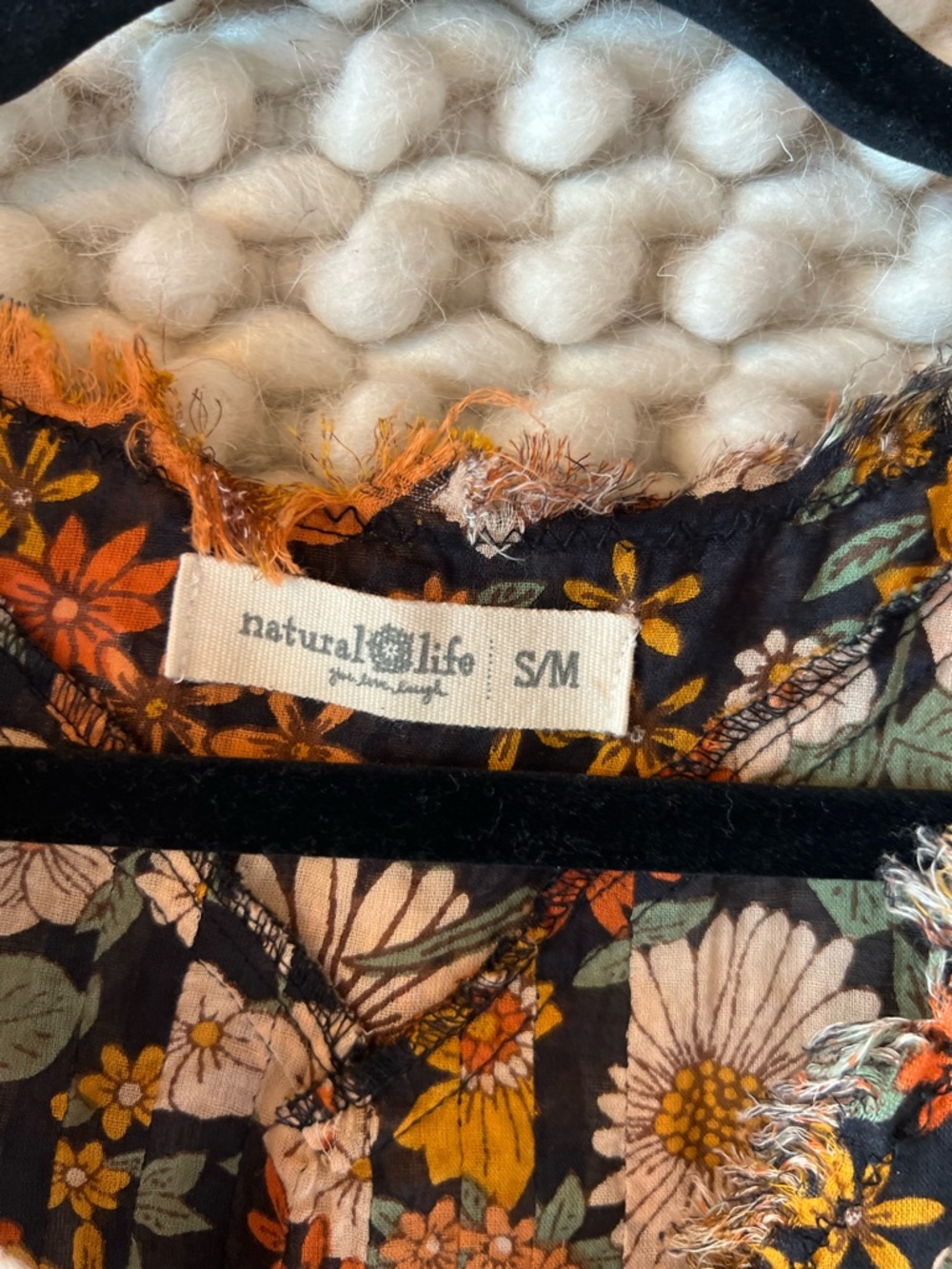 NATURAL LIFE Black Floral V-Neck Tunic with Orange & Yellow Flowers - Picture 5 of 8